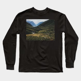 Road Winding Through Swiss Mountain Valley Long Sleeve T-Shirt